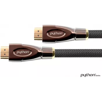 Cable de conexión HDMI® de alta velocidad con Ethernet 4K2K / UHD, contactos dorados, OFC, trenza de nailon negro, 0,5 m, PYTHON® Series (GC-M0014)