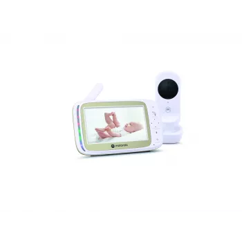 Motorola 5,0 pulgadas Wi-Fi Video Baby Monitor con sujeción a la cuna Stargrip | VM45 Connect | Blanco