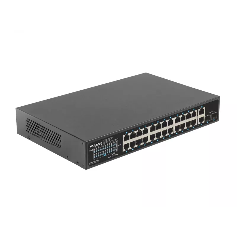 Switch no gestionado LANBERG RSGE-24P-2GE-2S-360 con 24 puertos Ethernet RJ-45