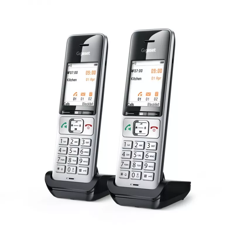 Teléfono analógico/DECT Gigaset COMFORT 500HX duo con identificación de llamadas negro, plata