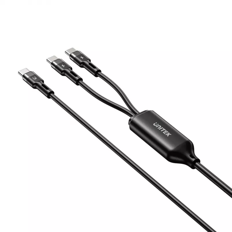 Cable USB-C 2 en 1 Unitek C14146ABK01 1,8 m, USB-C a USB-C, 100 W PD, negro