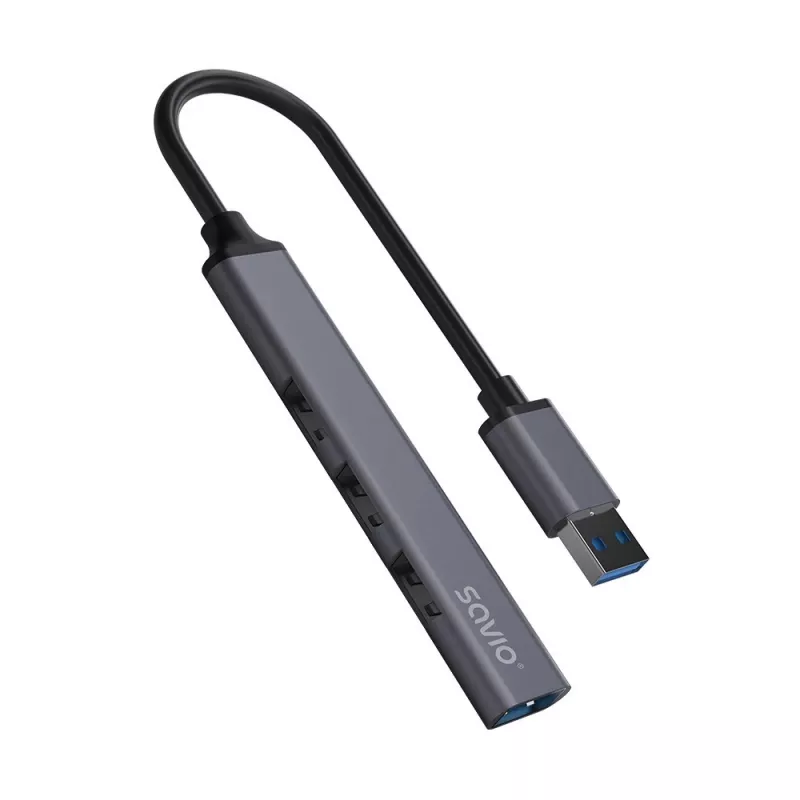 Savio AK-70 hub USB-A, 4 en 1: 3 x USB-A 2.0 + 1 x USB-A 3.1 Gen 1, 5 Gbps