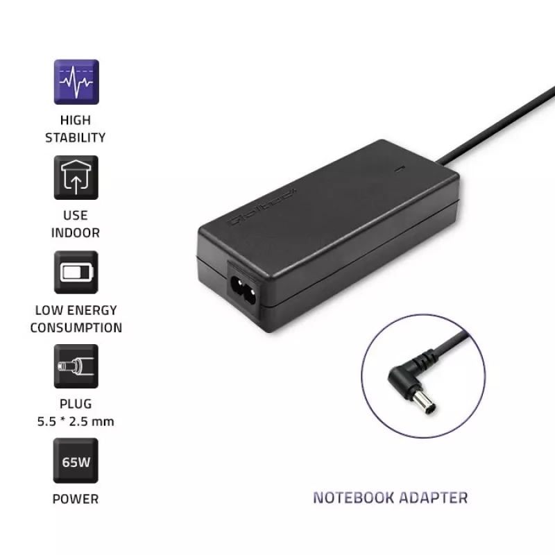 Fuente de alimentación para portátil Qoltec Toshiba 65W 3,42A 19V 5,5x2,5 50073.65W