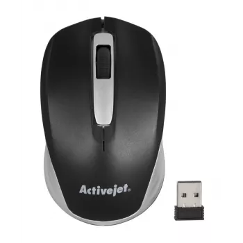 Ratón inalámbrico ActiveJet AMY-313, receptor RF-Nano, óptico 1200 DPI, ambidiestro, 3 botones, pila AA