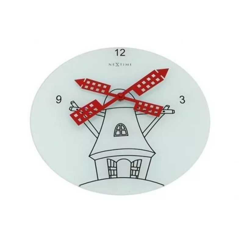 Reloj NeXtime 8807 Windmil, Ø30 cm, pared, blanco/negro/rojo
