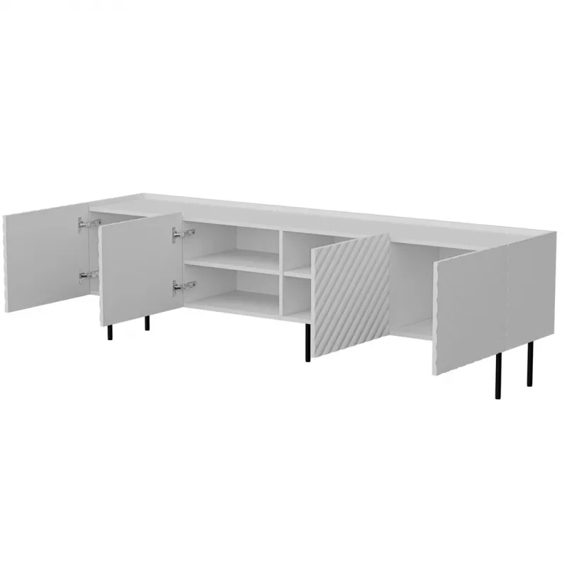 Mueble TV cama meble LUCCA 4D, 2000×400×590 mm, blanco, tablero de aglomerado