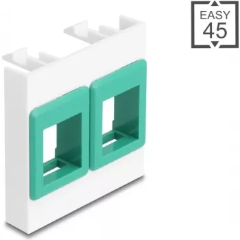 Marco de módulo de montaje en pared 45x45 mm DELOCK Easy 2 soportes Keystone blanco/verde