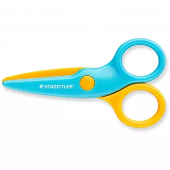 Tijeras Staedtler Noris Junior corte recto azul amarillo 100 mm