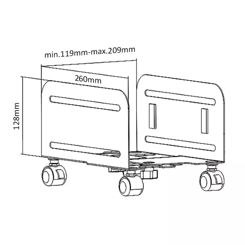 Plataforma con ruedas MACLEAN MC-851 — plataforma con ruedas, negra, 119×260×128 mm, carga máx. 10 kg