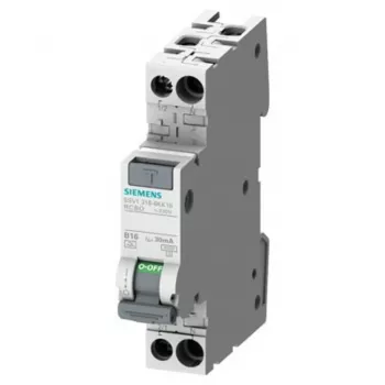 Siemens RCBO, 10A corriente nominal, 1P+N polos, 30mA sensibilidad de disparo, tipo A, serie SENTRON