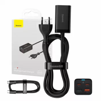 Cargador Baseus GaN3 Pro teléfono móvil tablet negro AC interior 15V 3A