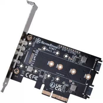 Tarjeta adaptadora Silverstone SST-ECM27 M.2/SATA, PCIe 4.0, 1x M-Key, 2x SATA 6G - Low Profile