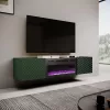 Mueble TV con chimenea eléctrica Cama Meble ONDA 180,5×40×58,0 cm, aglomerado, verde, de pie o para montaje en pared