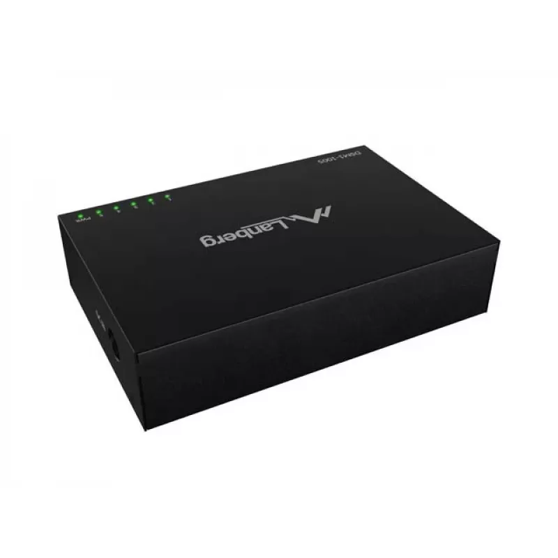 Switch de red LANBERG DSM1-1005 5x 1 Gb/s no gestionado de sobremesa, carcasa metálica, 12V