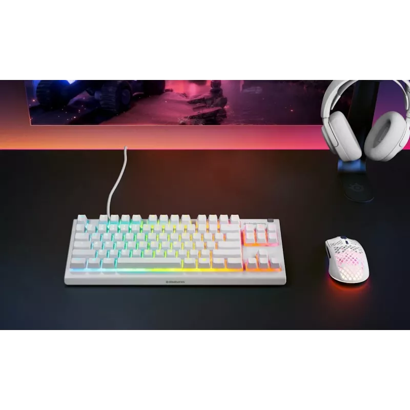 Teclado SteelSeries Apex 3 TKL US, blanco