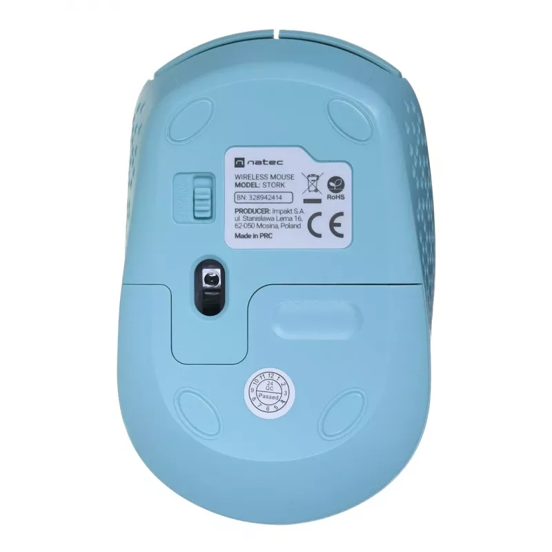 Natec Stork NMY-2001 ratón óptico inalámbrico, 1600 DPI, receptor USB, azul