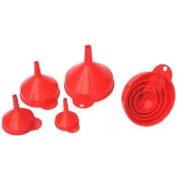 Juego de embudos IWH 4 piezas naranja — polietileno de alta calidad para aceite y gasolina