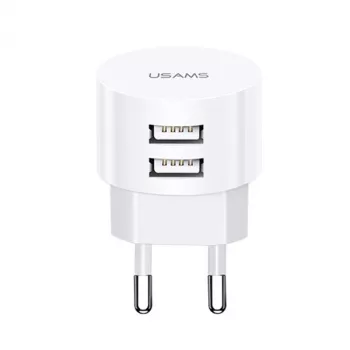 Cargador USB dual giratorio USAMS US-CC080 T20, 10,5 W, blanco