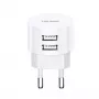 Cargador USB dual giratorio USAMS US-CC080 T20, 10,5 W, blanco