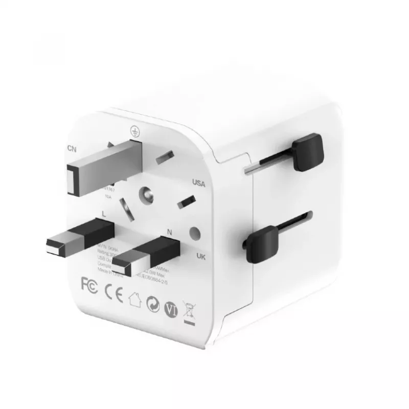 Adaptador de viaje universal GEMBIRD TPA-EU2A12-01-W 12W fuente de alimentación USB para tomas internacionales