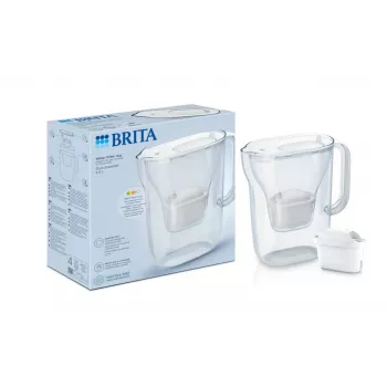Jarra filtrante de agua BRITA Style Essential — blanca, capacidad filtrada 1,4 l, depósito 2,4 l, compatible con cartuchos MAXTRA+ Pro