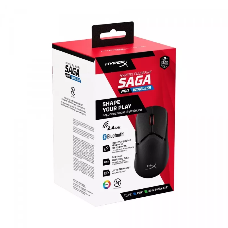 Ratón gaming HyperX Pulsefire Saga Pro inalámbrico (negro)