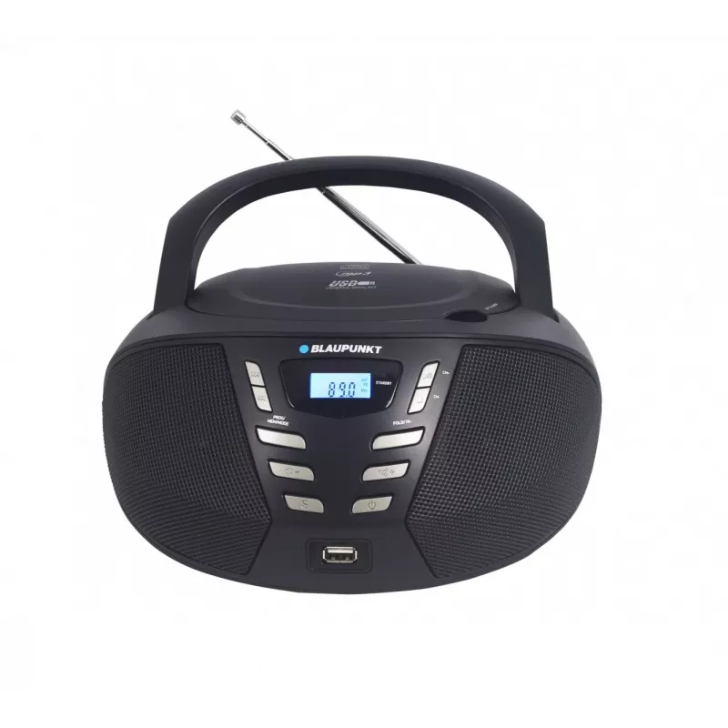 Blaupunkt BB7BK reproductor de CD portátil boombox, radio FM PLL, CD/MP3, USB, AUX, 2,4 W, negro
