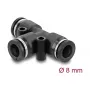 DeLOCK 60749 conector neumático en T 8 mm con dos orificios de montaje