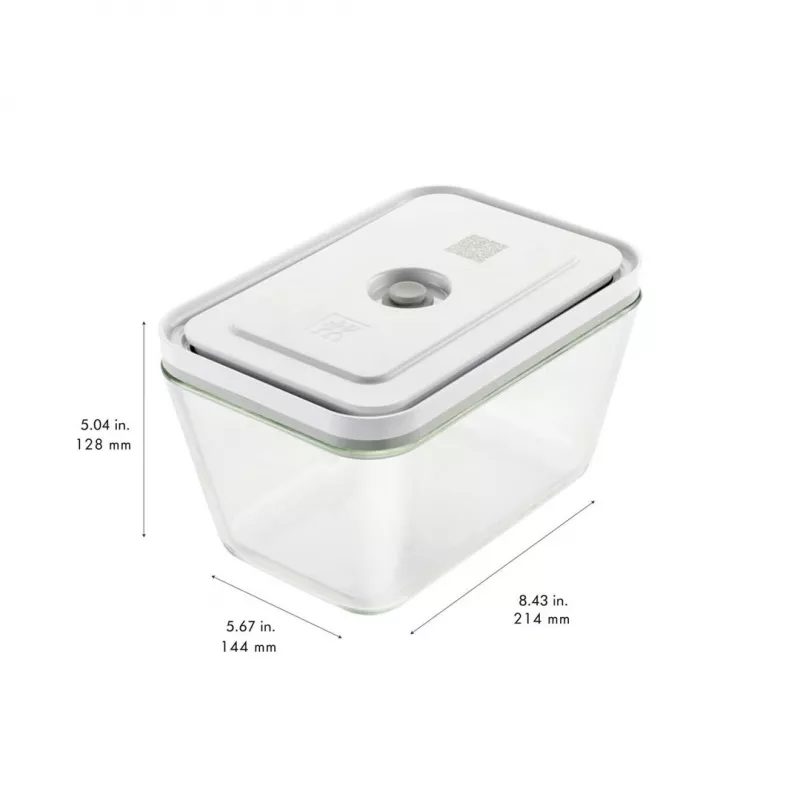 ZWILLING Fresh & Save 36803-003-0 set de recipientes rectangulares de vidrio al vacío, 3 uds. (S/M/L, 0,35/0,75/1,6 L), borosilicato, apto para microondas/horno/lavavajillas, gris/transparente