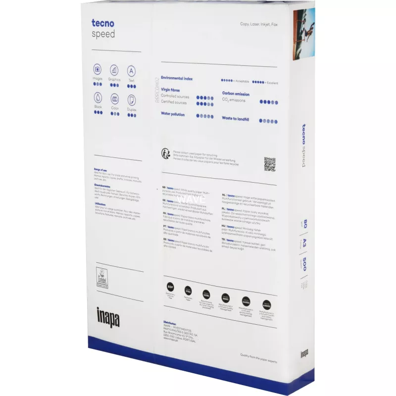 Papel de impresión A3 inapa-tecno Tecno Speed 500 hojas blanco