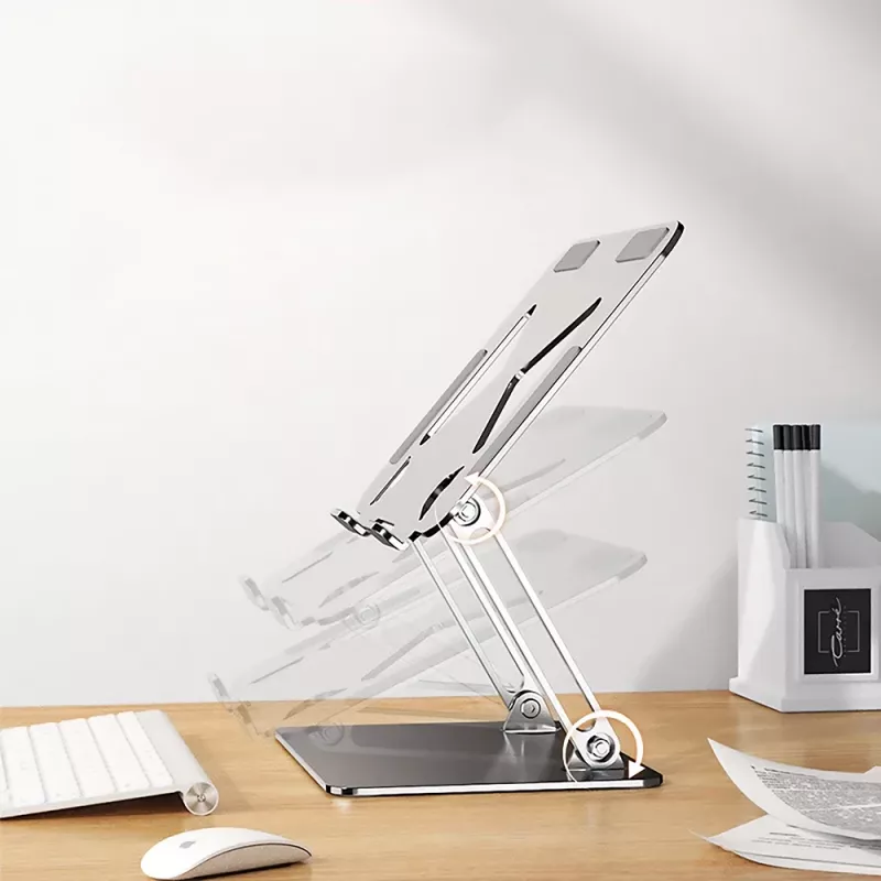 Soporte para portátil MEDIA-TECH MT2661 — altura ajustable, diseño plegable de aluminio para portátiles de hasta 17