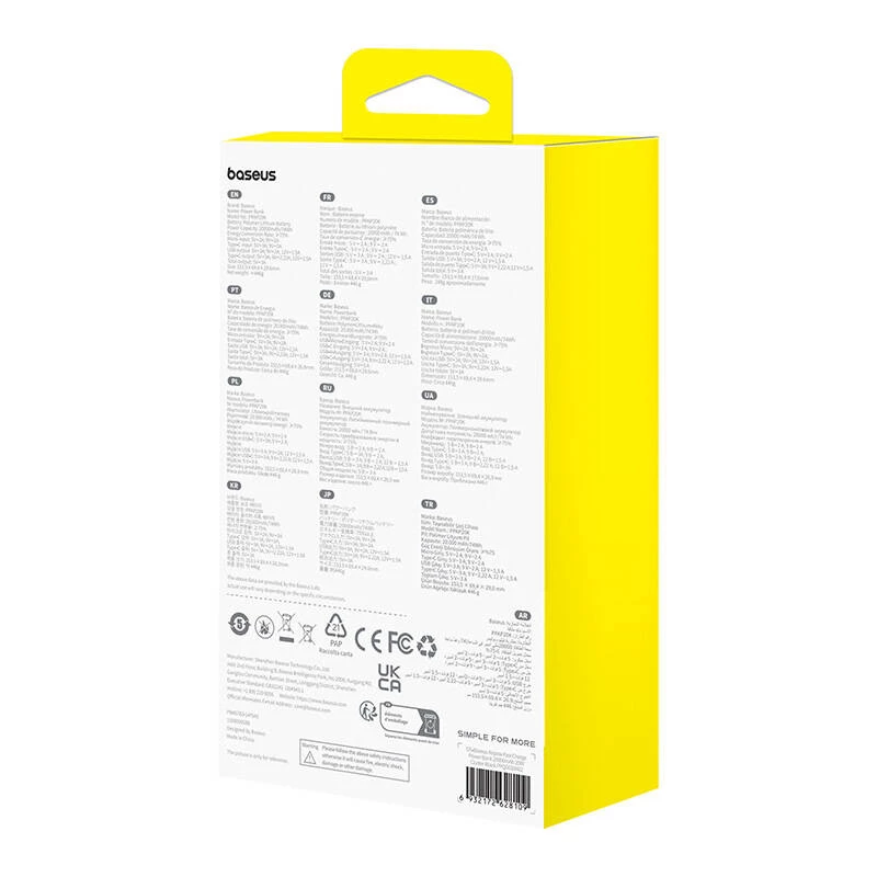 Baseus Airpow Batería externa de polímero de litio 20000 mAh 20 W Negro
