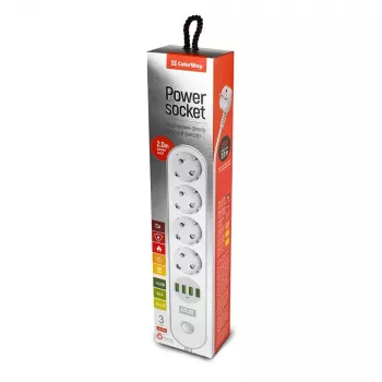 Regleta de alimentación Colorway CW-CHE44W 2 m 4 tomas AC interior blanca