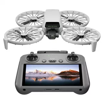 Dron DJI Flip 4 con cámara de 48 MP, 4K (3840x2160), batería 3110 mAh, 16 m/s, 14.000 m de alcance, 4 rotores, 0,249 kg, negro/blanco