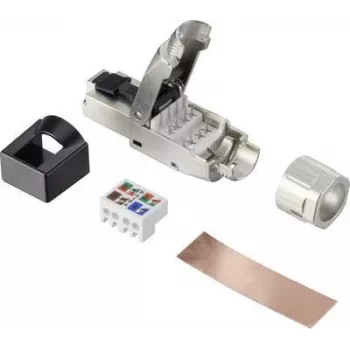 Renkforce Conector macho RJ45 CAT 8.1 8P8C conector de campo (sin herramientas) plateado RF-4495306 1 unidad (RF-4495306)