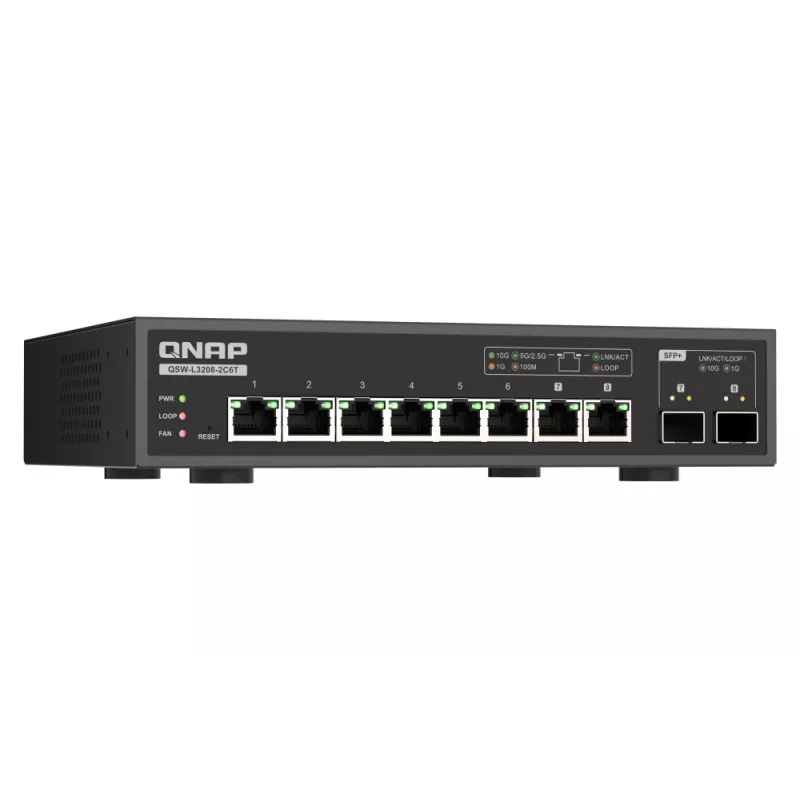 QNAP QSW-L3208-2C6T Switch de red gestionado L2 10G Ethernet (100/1000/10000) sobremesa negro