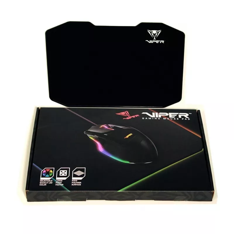 Patriot Viper PV160UXK alfombrilla de ratón para juegos, retroiluminación LED, polímero/caucho, base antideslizante, 353,5 x 242,7 mm, negra