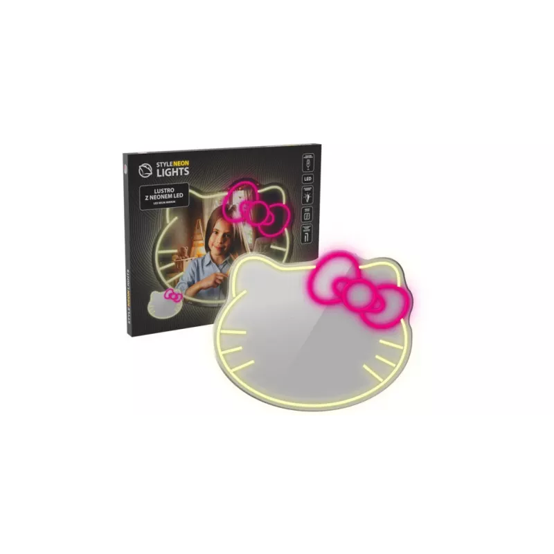 Luz LED de neón para espejo MANTA MASNL129WH — gato con lazo, acento de neón decorativo