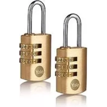 YALE Y150B/22/120/2 candado 22 mm pack de 2 con combinación (Y150B/22/120/2)
