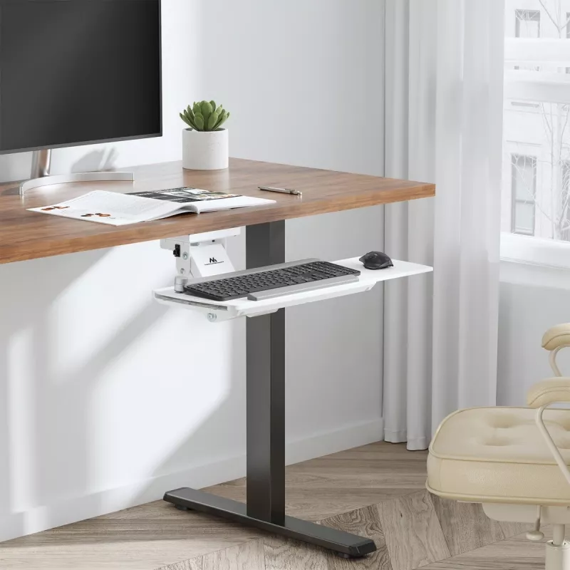 Soporte de teclado MACLEAN MC-156 W — bandeja regulable bajo mesa, carga máx. 5 kg