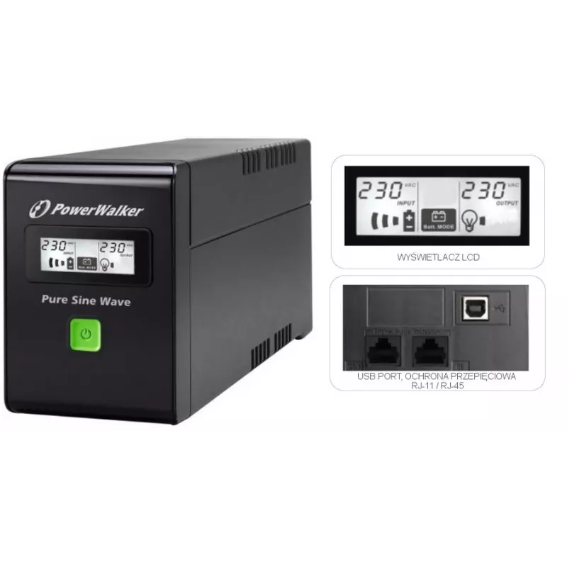 PowerWalker VI 600 SW FR SAI 600 VA 2 salidas AC Line-Interactive (VI 600 SW FR)