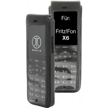 Bolsa de cinturón de cuero jt berlin para AVM FRITZ!Fon X6 – Negro