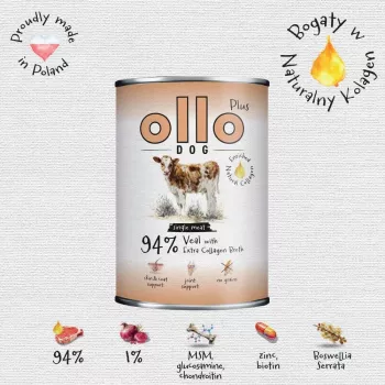 Ollo Plus Colágeno Carne de ternera 400 g Lata para perros