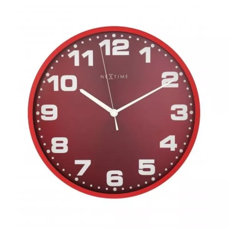 NeXtime Reloj 3053ro Dash Red, Ø35 cm, pared, rojo/plateado