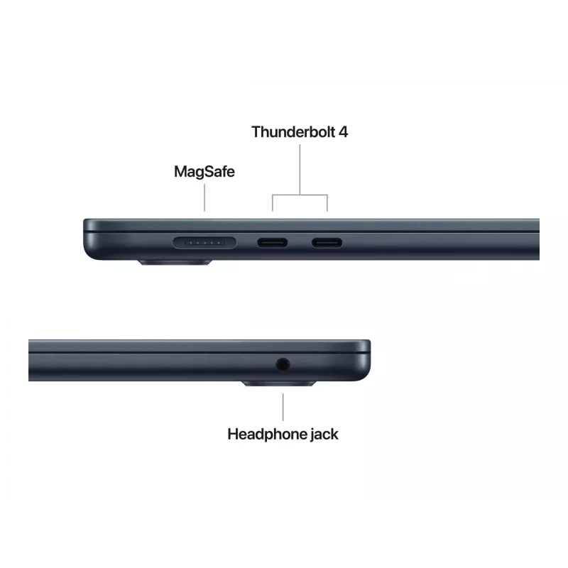 MacBook Air 15, medianoche, M4 (10-CPU/10-GPU), 16 GB, 256 GB, alemán, fuente de alimentación 35W Dual USB-C, MW1L3D/A