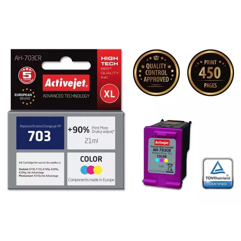 Activejet AH-703CR Tinta, sustituto de HP 703 CD888AE, Premium, 21 ml, color