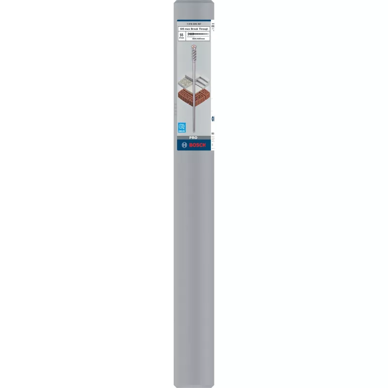 Bosch PRO SDS-max-9 BreakThrough broca 1618596457, metal duro, 55 mm, longitud de trabajo 450 mm, longitud total 600 mm, SDS-max, para hormigón, mampostería, piedra caliza