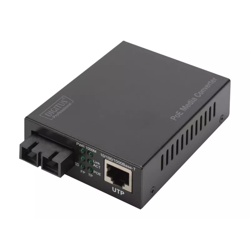 Digitus Convertidor de medios Gigabit PoE, RJ45 / SC, SM, PSE