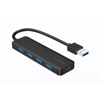 Hub USB Gembird 4 puertos USB 3.1 (Gen 1) — 4 puertos, USB 3.2 Gen 1 Type-A, 5V/2.1A, 109×30×10 mm, negro