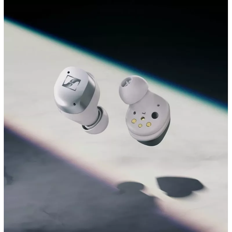 Auriculares deportivos inalámbricos Bluetooth con cancelación de ruido SENNHEISER Momentum MTW4 - blanco y plateado